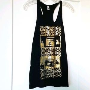 American Apparel Black & Gold Graphic Tank Top Size L